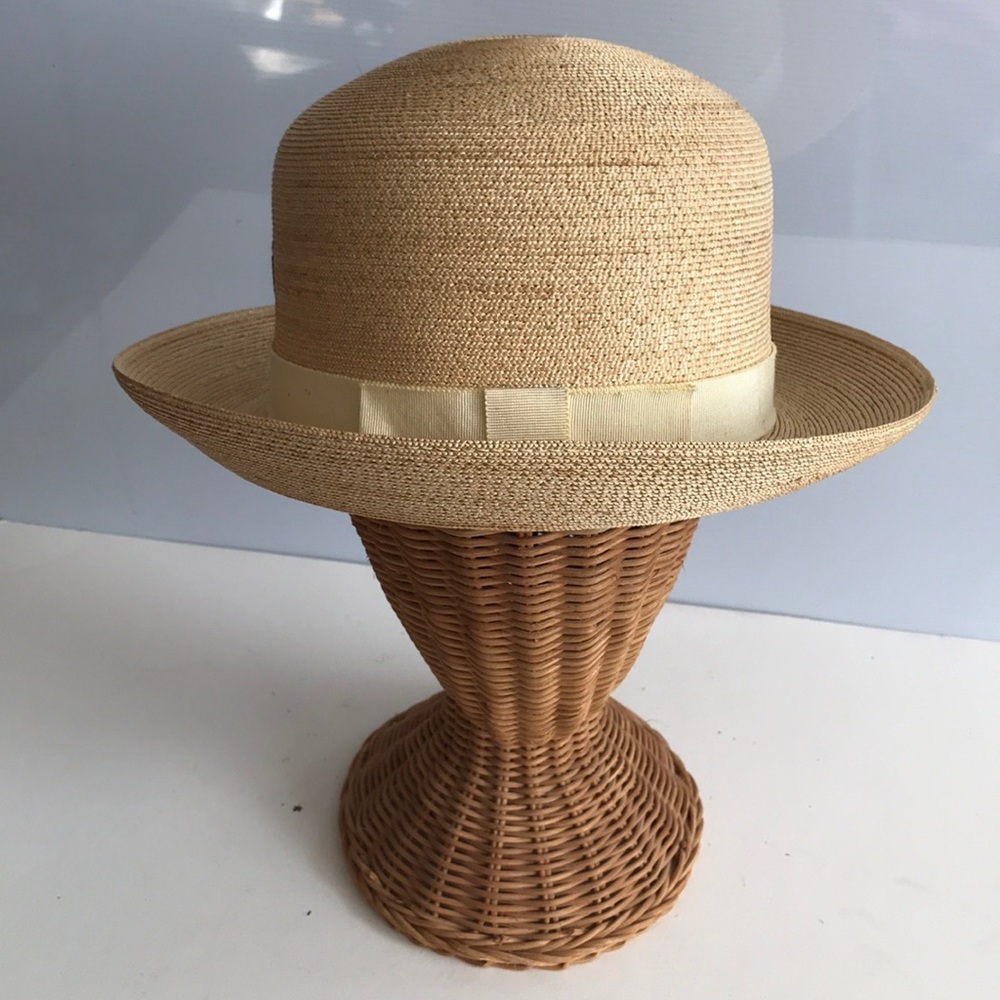Vintage Emilio Pucci straw bowler size 21.5”